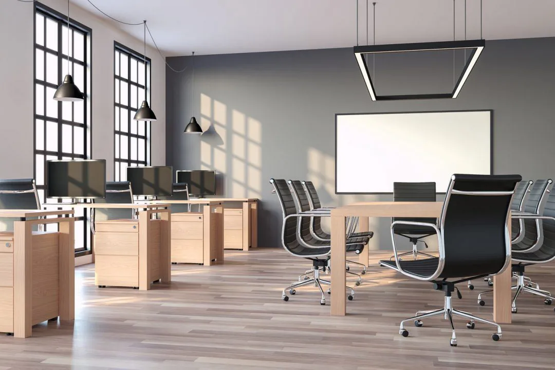 Sala konferencyjna z panelami winylowymi LVT